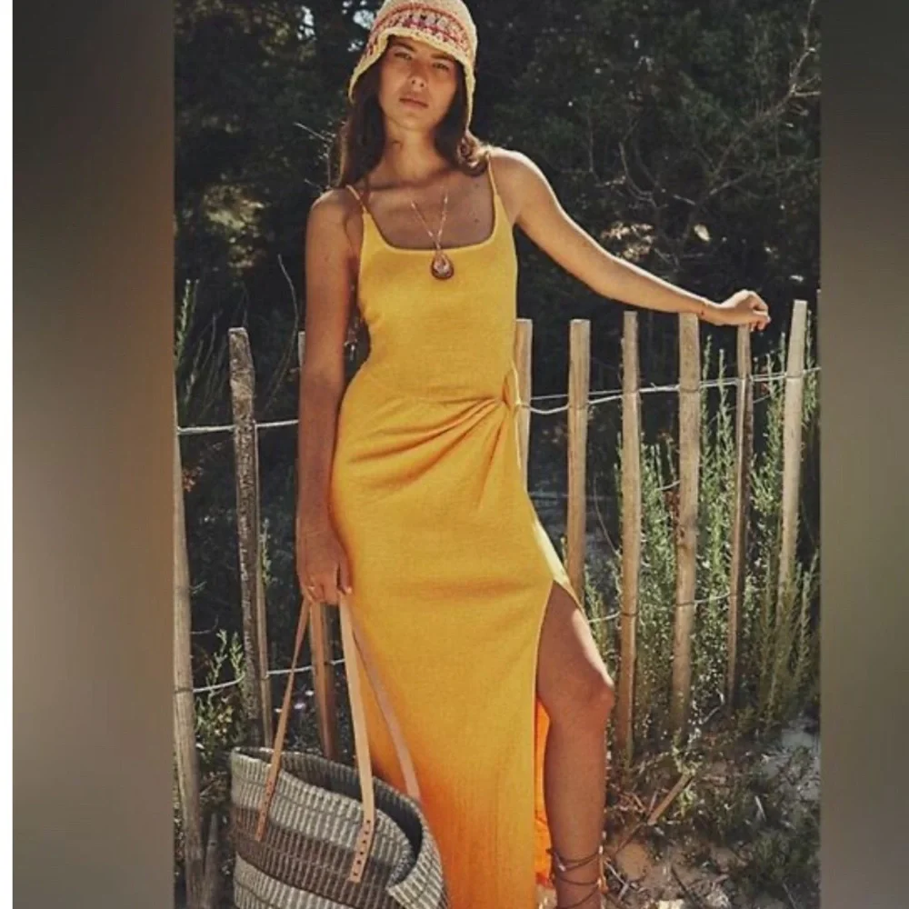 Free People Black Maxi Slip Dress with Side Slit - Picture 10 of 10